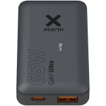 Fast travel charger with USB-C and USB-A ports 65W Xtorm black colour printed logo view 2