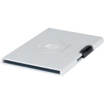 Magnetic card holder with RFID protection and recycled materials silver colour printed logo view 2
