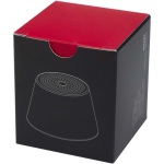 Compact magnetic speaker with aluminium finish and 3 W power silver colour second view with box