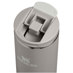 Leakproof double-wall thermal tumbler with fliptop lid 350ml Stanley grey colour close-up view 1