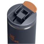 Double-wall thermal tumbler with leakproof lid 470ml Stanley blue gray colour close-up view 1