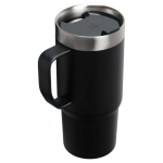 Thermal mug with spill-resistant lid and double wall 473ml Stanley black colour third rear view