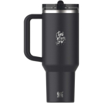 Stanley 1.18 L leakproof flip straw thermal tumbler black colour printed logo view 2