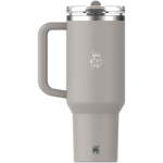 Stanley 1.18 L leakproof flip straw thermal tumbler grey colour printed logo view 2