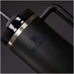 Stanley 890 ml insulated tumbler with rotating lid and reusable straw black colour close-up view 2