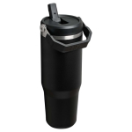 Stanley 890ml insulated tumbler with leakproof folding straw black colour second rear view
