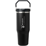 Stanley 890ml insulated tumbler with leakproof folding straw black colour printed logo view 2