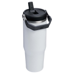 Stanley 890ml insulated tumbler with leakproof folding straw white colour second rear view