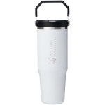 Stanley 890ml insulated tumbler with leakproof folding straw white colour printed logo view 2
