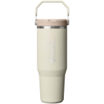Stanley 890ml insulated tumbler with leakproof folding straw beige colour printed logo view 2
