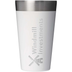 Stackable double-wall vacuum-insulated tumbler 470ml Stanley white colour printed logo view 2
