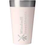 Stackable double-wall vacuum-insulated tumbler 470ml Stanley light pink colour printed logo view 2