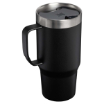 Stainless steel thermal mug with splash-resistant lid 710ml Stanley black colour second rear view