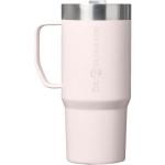 Stainless steel thermal mug with splash-resistant lid 710ml Stanley light pink colour printed logo view 2