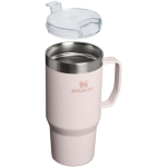 Stainless steel thermal mug with splash-resistant lid 710ml Stanley light pink colour second view