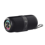 Prixton 30 W wireless speaker with microphone and USB-C charging black colour side view