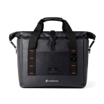 Portable cooler with roll-top closure and insulation Nordic Drift 22L black colour view with logo