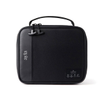 Thermal lunch bag with outer pocket and handle Nordic Drift Storm black colour view with logo