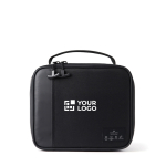 Thermal lunch bag with outer pocket and handle Nordic Drift Storm black colour printing view