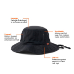 Lightweight 5-panel hat with chin cord 115 g/m² Nordic Drift black colour