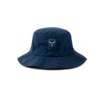 Lightweight 5-panel hat with chin cord 115 g/m² Nordic Drift navy-blue colour view with logo
