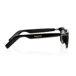 Smart audio glasses with AI translation, polarised UV400 black colour view with logo