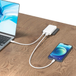 Ultra-slim flat charger with travel plugs and USB-C 65W white colour ambient view