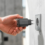 Compact eco USB charger with EU plug 100W black colour ambient view 2