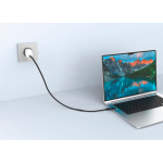 2-in-1 fast charging cable, braided anti-tangle, 60W, 120cm black colour ambient view