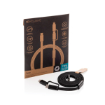 2-in-1 fast charging cable, braided anti-tangle, 60W, 120cm black colour view with box