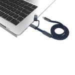 2-in-1 fast charging cable, braided anti-tangle, 60W, 120cm blue colour third view