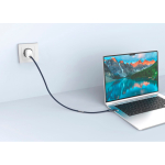2-in-1 fast charging cable, braided anti-tangle, 60W, 120cm blue colour ambient view
