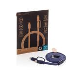 2-in-1 fast charging cable, braided anti-tangle, 60W, 120cm blue colour view with box