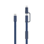 2-in-1 fast charging cable, braided anti-tangle, 60W, 120cm blue colour
