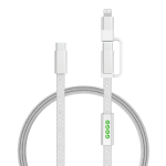 2-in-1 fast charging cable, braided anti-tangle, 60W, 120cm grey colour view with logo