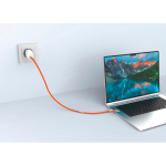 2-in-1 fast charging cable, braided anti-tangle, 60W, 120cm orange colour ambient view