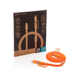 2-in-1 fast charging cable, braided anti-tangle, 60W, 120cm orange colour view with box