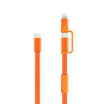 2-in-1 fast charging cable, braided anti-tangle, 60W, 120cm orange colour
