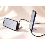 USB-C to USB-C charging cable with adjustable phone stand 65W black colour ambient view