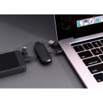 4-in-1 recycled plastic keyring cable with 100W fast charging black colour ambient view