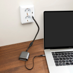 Retractable USB-C to USB-C charging cable 120cm 16 pins 100W grey colour ambient view