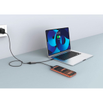 Custom-made charging cable with dual USB-C output, 100W fast charging black colour ambient view
