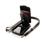 Swiss Peak rigid travel organiser case with neck strap black colour fourth view