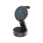 Foldable 3-in-1 wireless charger with ultra-fast 25W charging grey colour view with logo