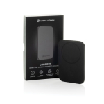 Ultra-thin 4 mm power bank with wireless charging 3000 mAh black colour view with box