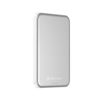 Ultra-thin QI2.2 magnetic power bank in recycled aluminium 5000 mAh silver colour second view