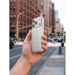 Ultra-thin QI2.2 magnetic power bank in recycled aluminium 5000 mAh silver colour ambient view 2