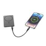 Eco magnetic power bank with 15W wireless charging 5000 mAh black colour fifth view