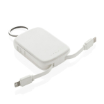 Eco keyring power bank with integrated cables 2000 mAh white colour second view