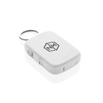 Eco keyring power bank with integrated cables 2000 mAh white colour view with logo
